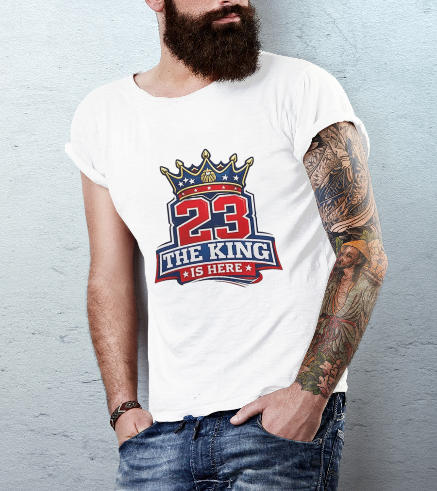 LeBron James 23 The King Is Here Crown Philadelphia 76ers NBA T-Shirt