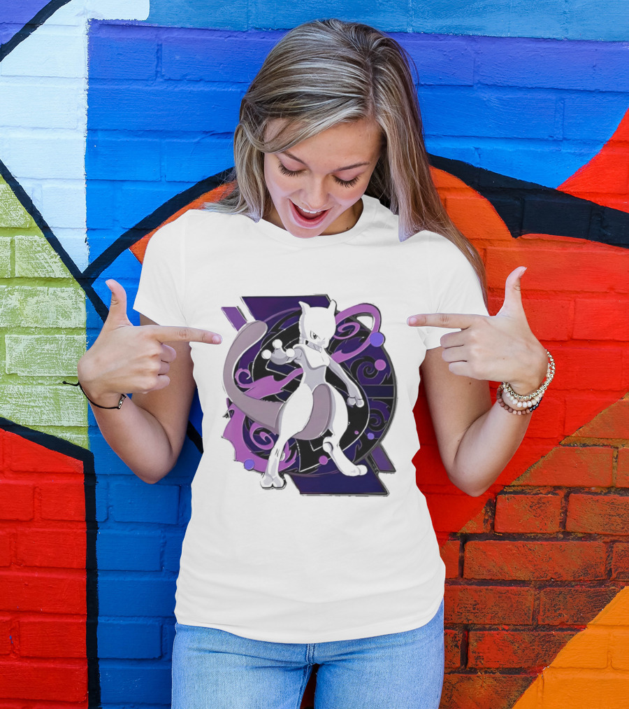 Pokemon Mewtwo Psychic Power Strike Dynamic Pose T-Shirt