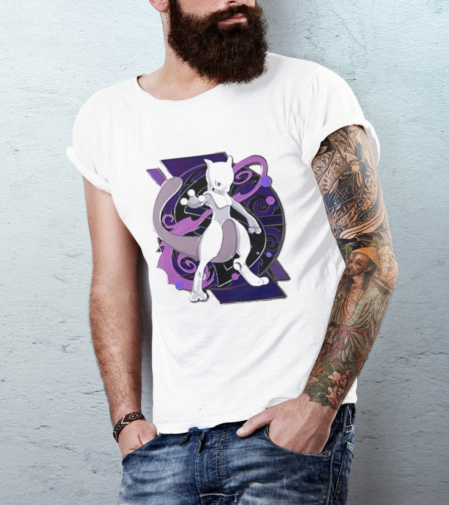 Pokemon Mewtwo Psychic Power Strike Dynamic Pose T-Shirt