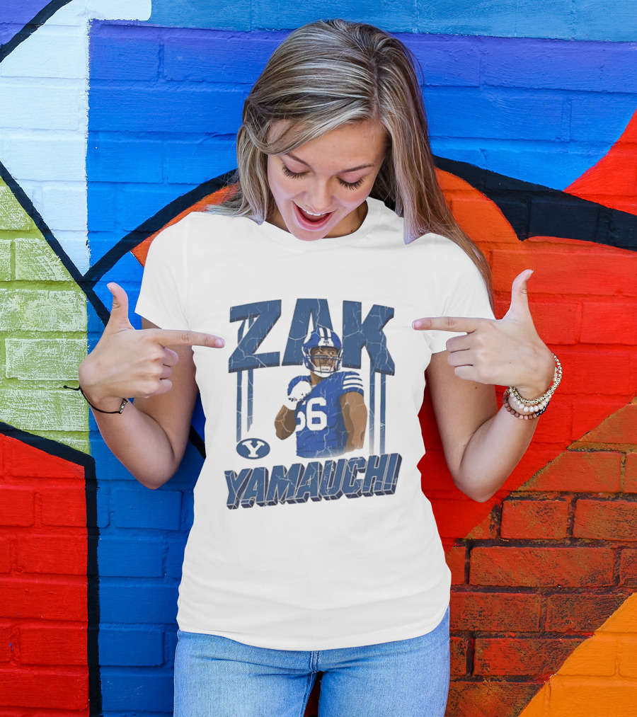 Zak Yamauchi Football Number 66 Blue And Green T-Shirt