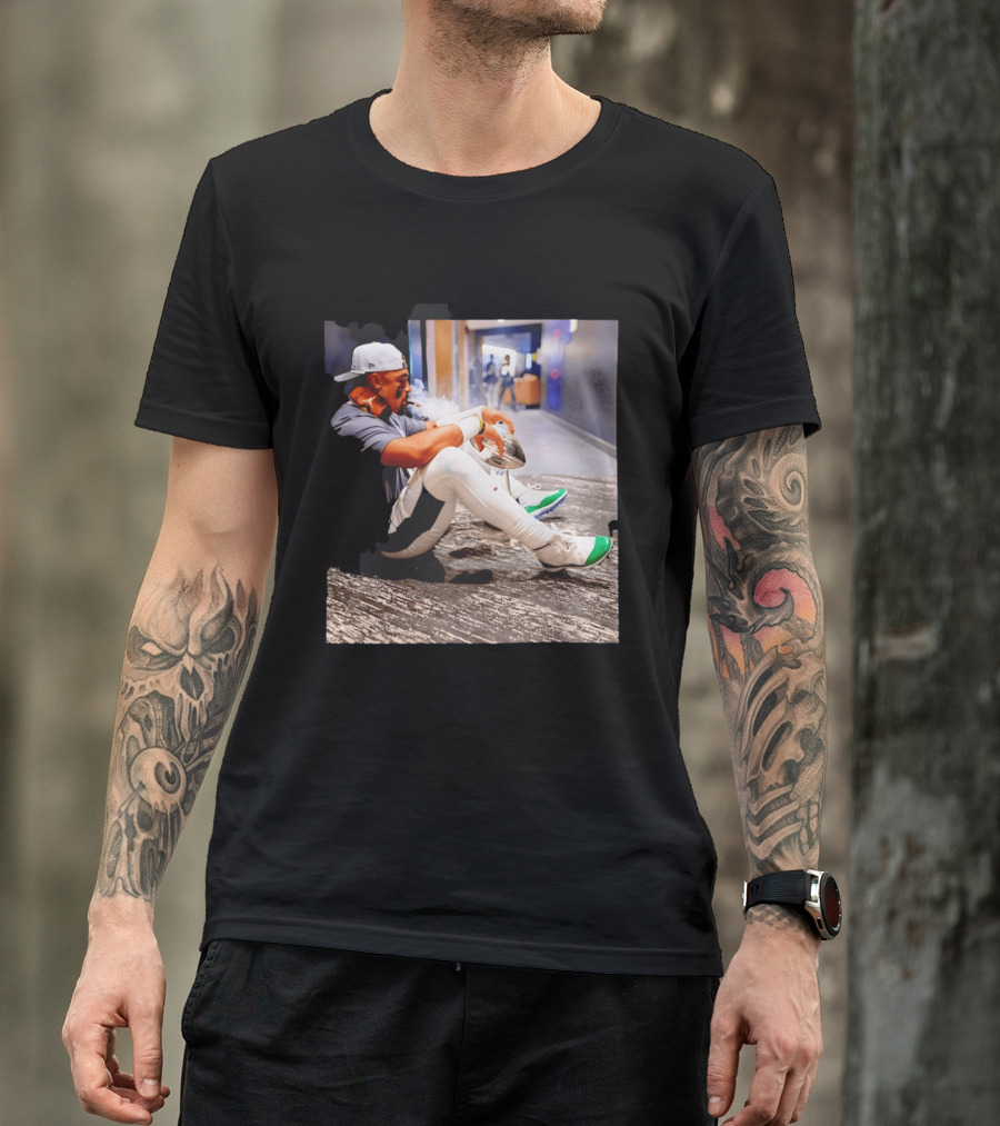 Jalen Hurts Philadelphia Eagles Smoking Trophy Cigar Celebratory Moment T-Shirt