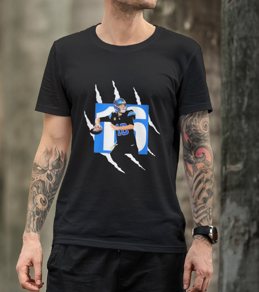 Jared Goff 16 Claw Scratch Football Quarterback T-Shirt