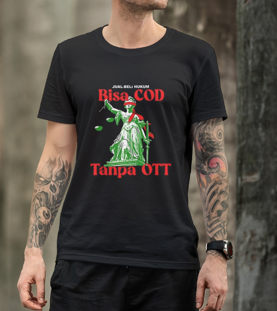 Jual Beli Hukum Bisa COD Tanpa OTT Satire Lady Justice Blindfold Scales T-Shirt