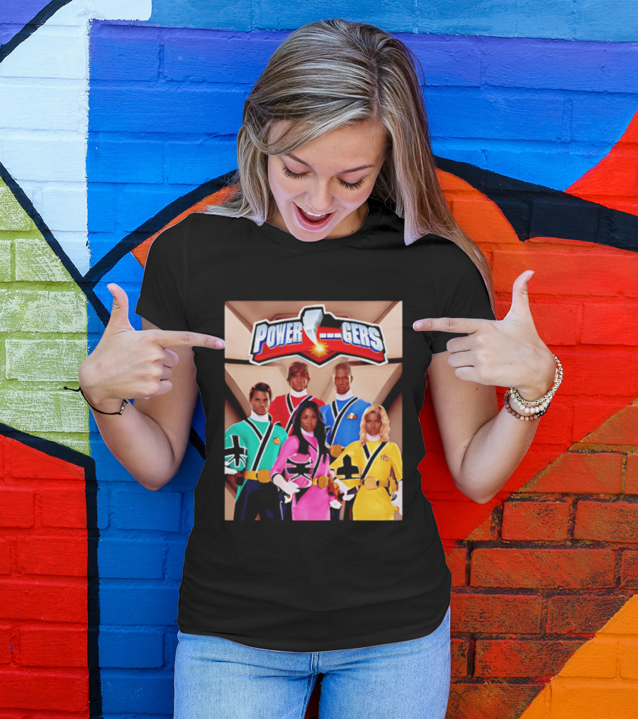 Power Rangers Samurai Team Red Green Pink Yellow Blue Characters T-Shirt