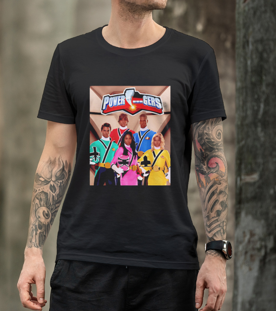 Power Rangers Samurai Team Red Green Pink Yellow Blue Characters T-Shirt
