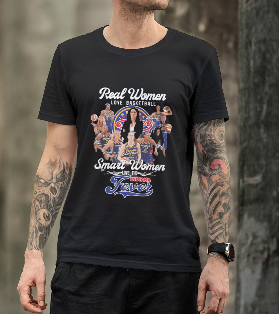 Real Women Love Basketball Smart Women Love The Indiana Fever Team Fan T-Shirt