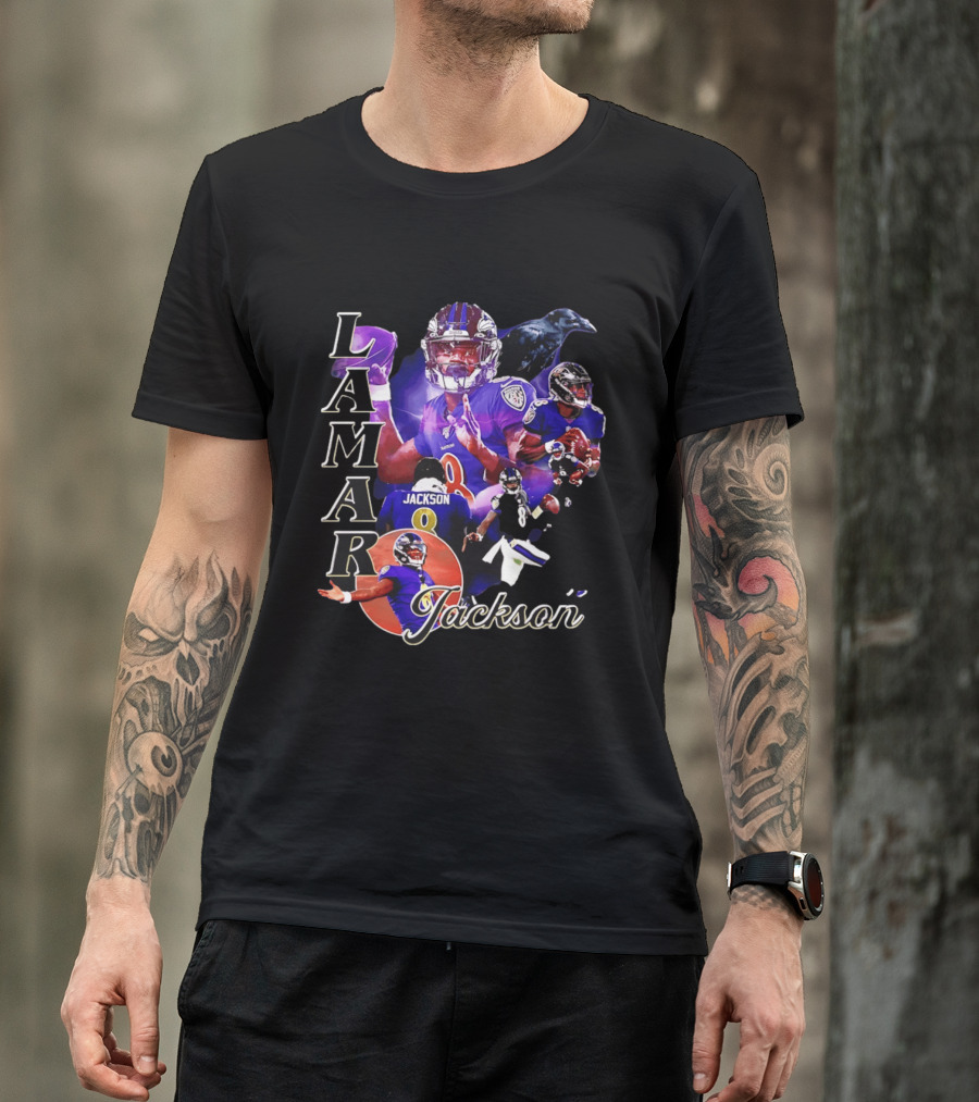 Lamar Jackson Baltimore Ravens Football Collage T-Shirt