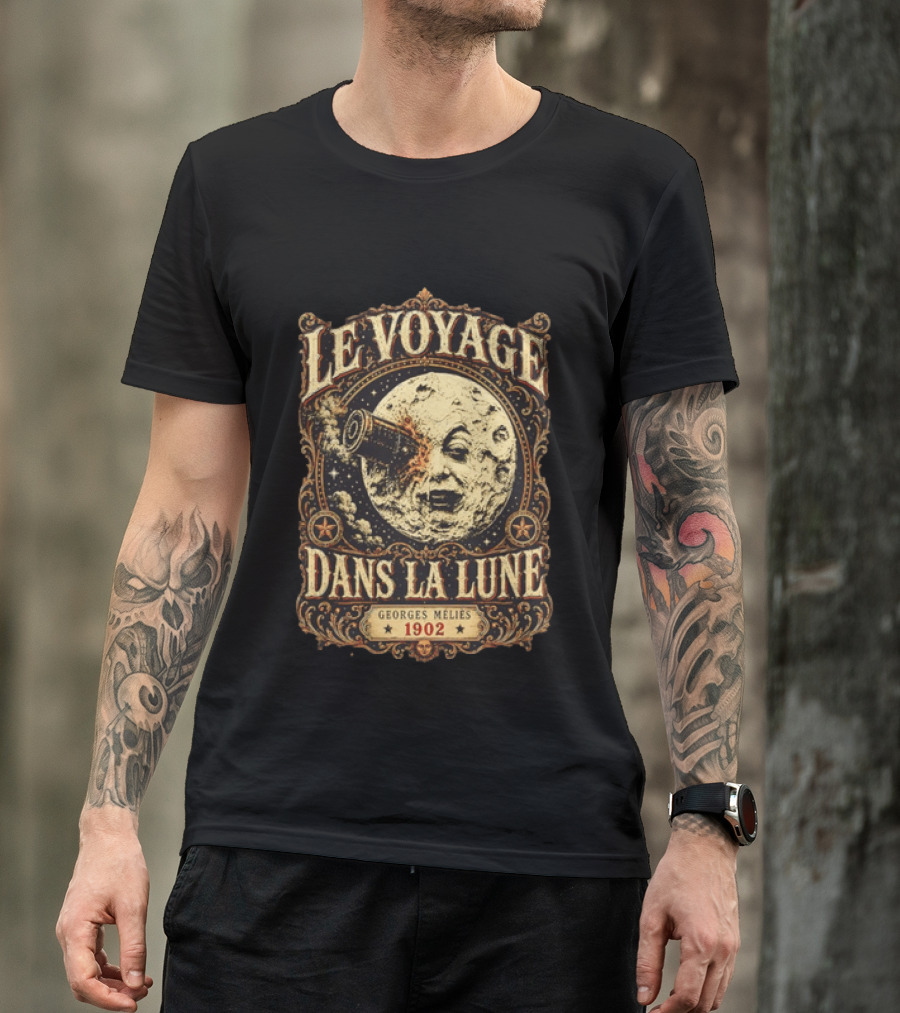 Le Voyage Dans La Lune Georges Méliès 1902 Vintage Space Adventure Moon Face T-Shirt