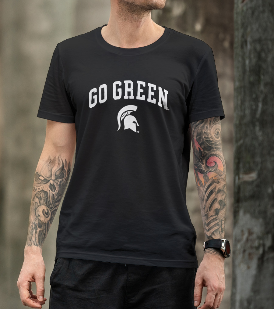 Go Green Michigan State Spartans Helmet T-Shirt