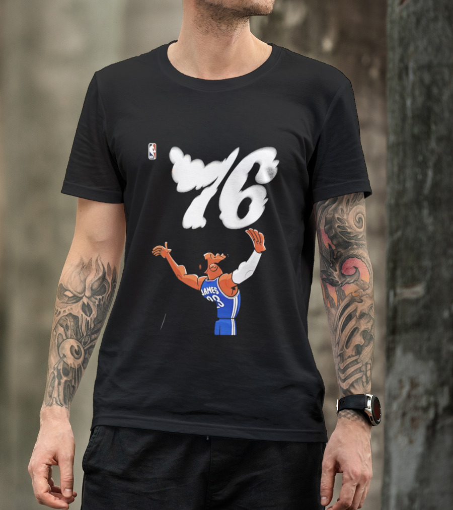 LeBron James 23 Cartoon 76 Philadelphia NBA Jersey Basketball T-Shirt
