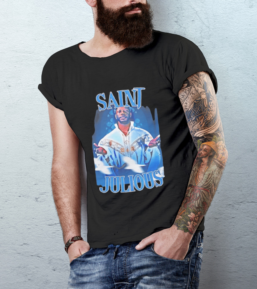 Saint Julios Majestic Icon In White Robe T-Shirt