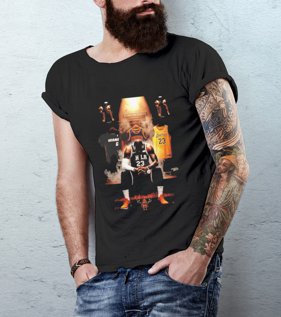 LeBron James Miami Cavaliers Lakers Number 23 MVP Champion Career Highlights T-Shirt