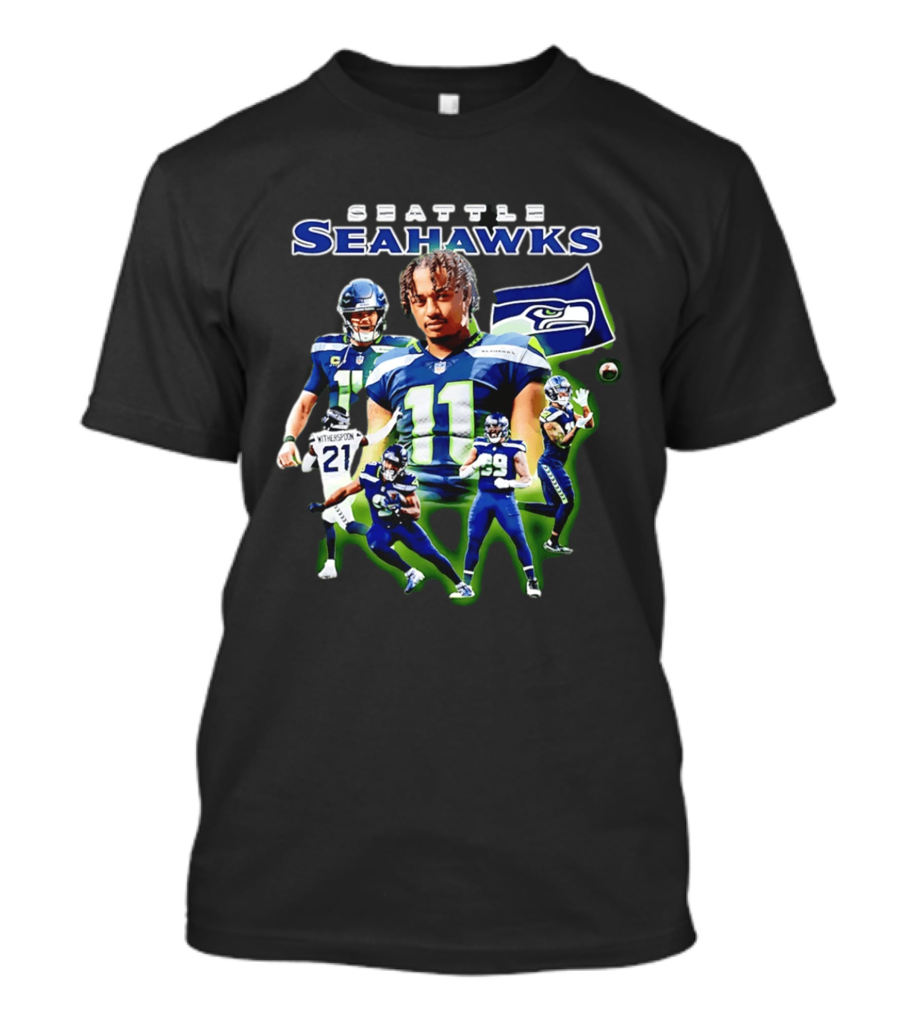 Seattle Seahawks Witherspoon 21 14 11 99 Player Collage T-Shirt