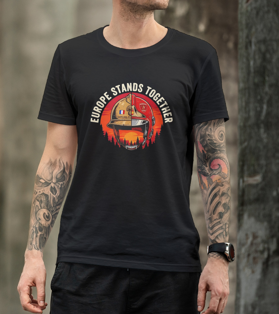 Europe Stands Together Sapeurs Pompiers Bomberos France Spain Firefighter Solidarity T-Shirt