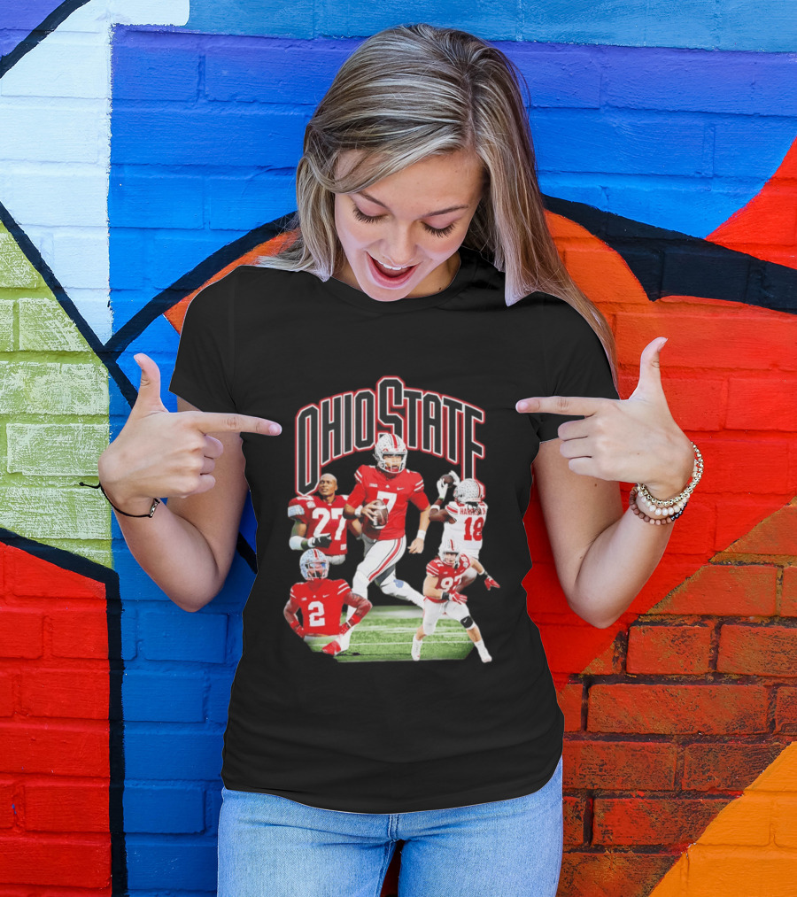 Ohio State Football Collage Featuring Harrison Jr And Star Players T-Shirt