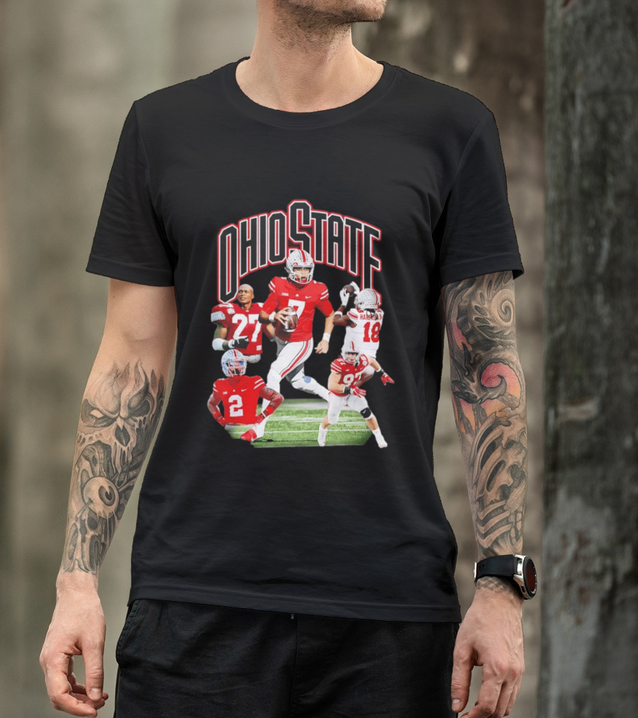 Ohio State Football Collage Featuring Harrison Jr And Star Players T-Shirt