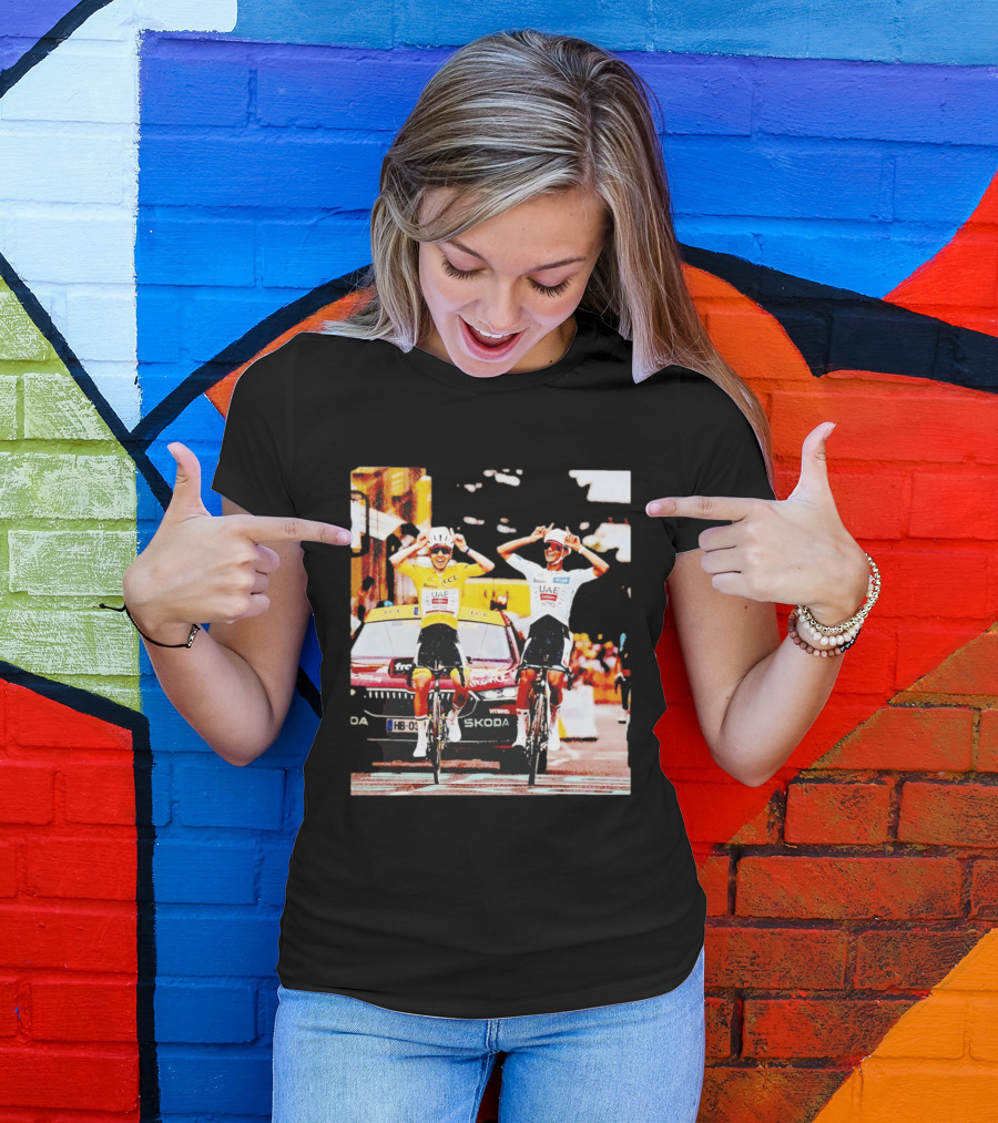 Tadej Pogačar Isaac Del Toro UAE Team Emirates Cycling Skoda Tour Celebratory Finish T-Shirt