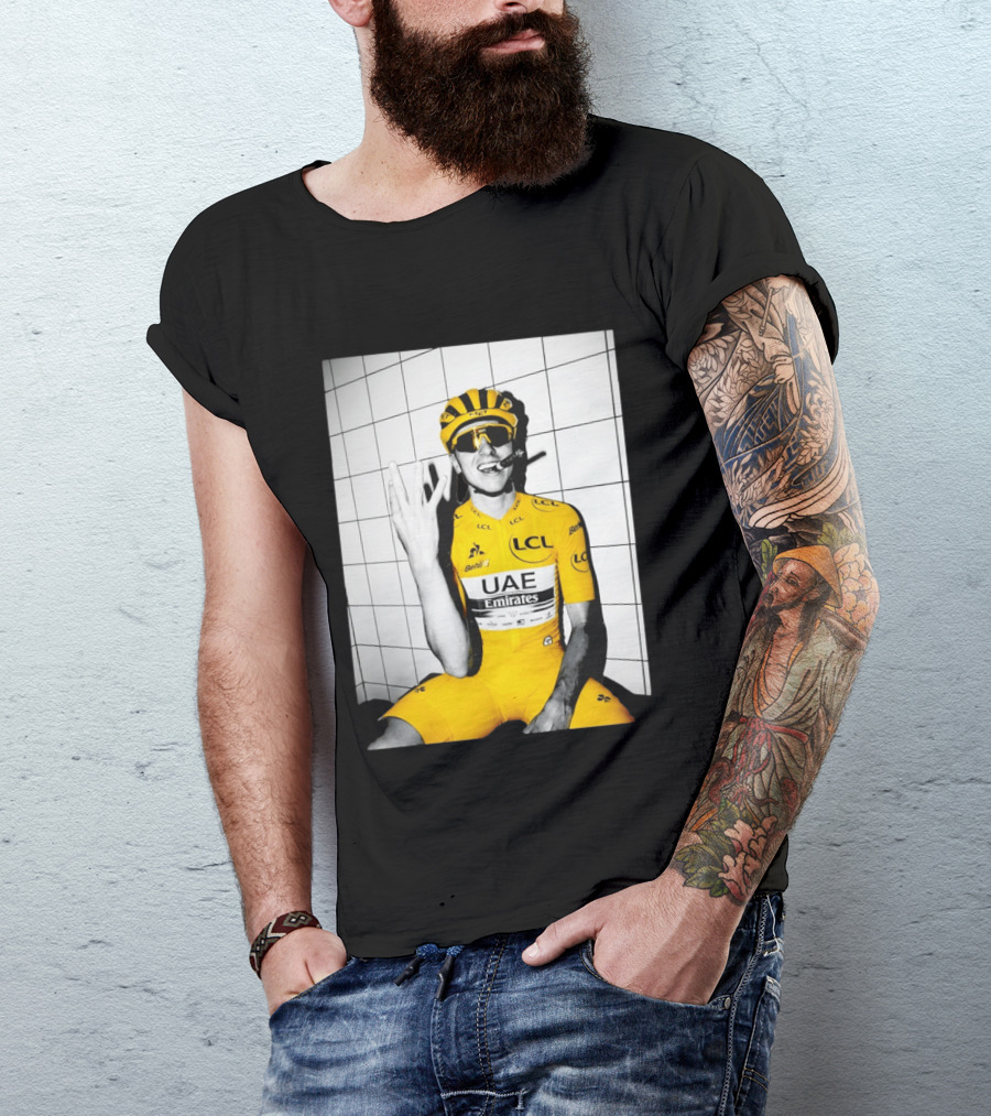 Tadej Pogačar UAE Emirates LCL Yellow Jersey Cycling Champion T-Shirt