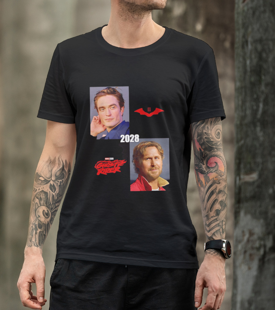 The Batman 2 2028 Marvel Studios Ghost Rider Robert Pattinson Ryan Gosling T-Shirt