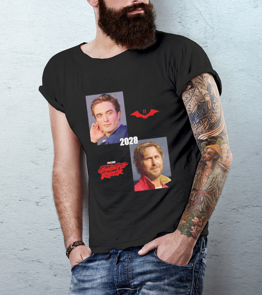 The Batman 2 2028 Marvel Studios Ghost Rider Robert Pattinson Ryan Gosling T-Shirt