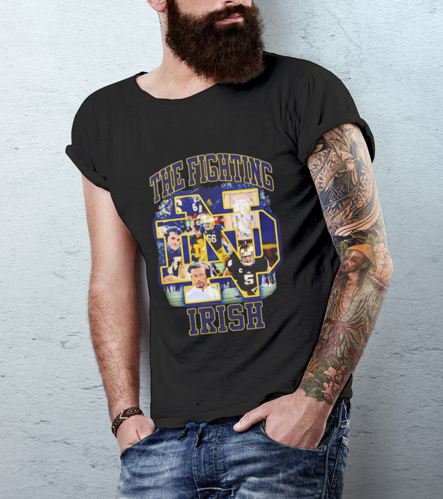 The Fighting Irish Notre Dame Collage With Marcus Freeman Players T-Shirt