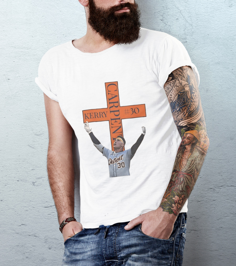 Kerry Carpenter Detroit Tigers #30 Praise The Lord Cross T-Shirt