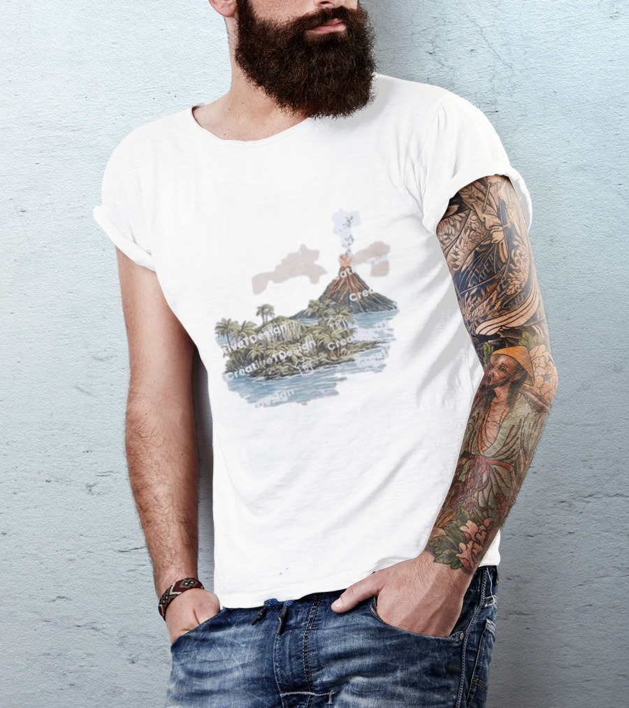 Lava Flow Volcano Tropical Island Creative T-Shirt