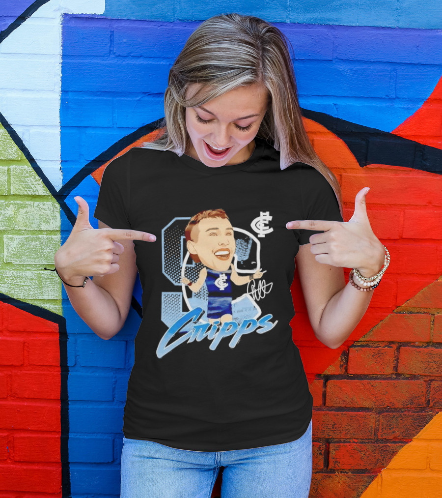 Carlton FC Patrick Cripps Caricature With Signature T-Shirt