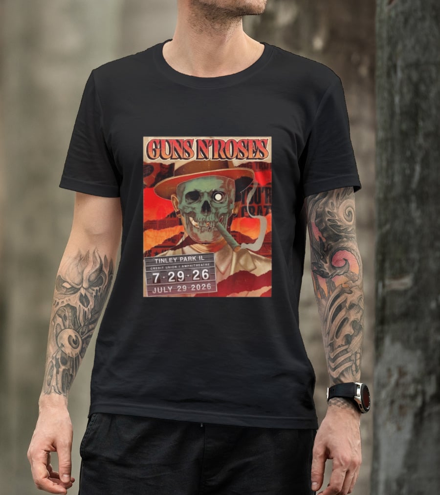 Guns N Roses Tinley Park IL July 29 2026 Concert Credit Union 1 Amphitheatre T-Shirt