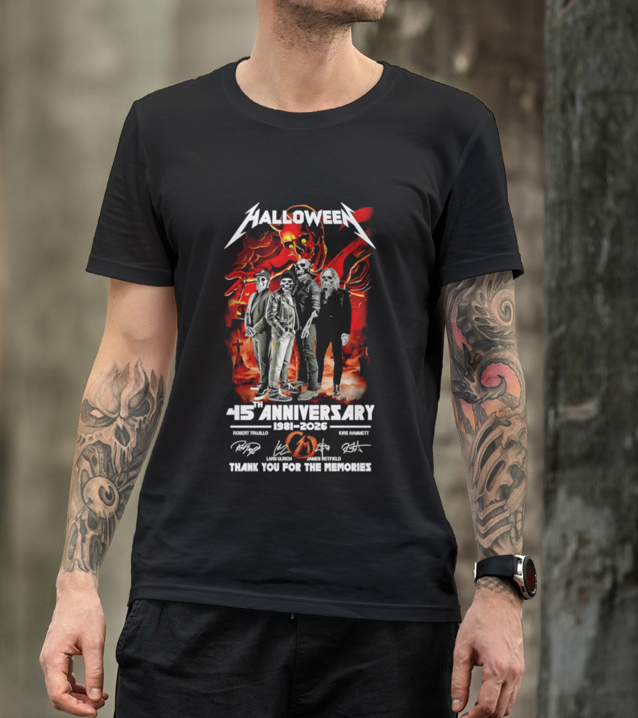 Halloween 45th Anniversary 1981 2026 Robert Trujillo Lars Ulrich James Hetfield Kirk Hammett Thank You For The Memories T-Shirt