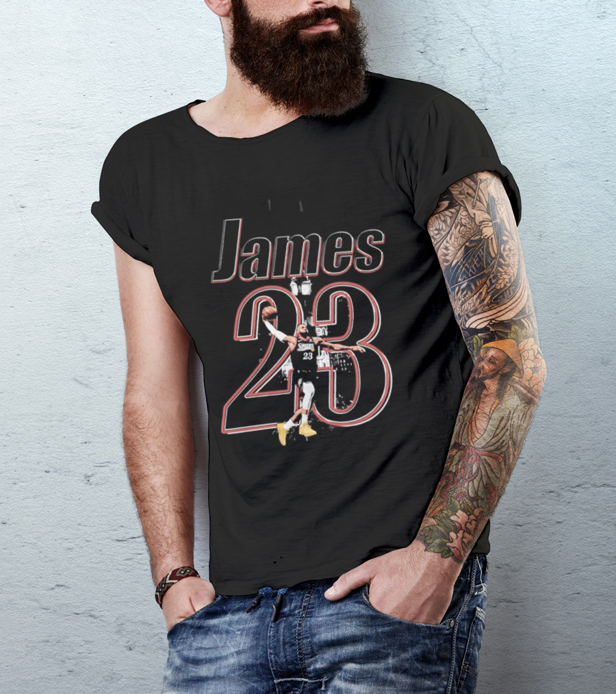 James 23 Basketball Player Action Dunk T-Shirt
