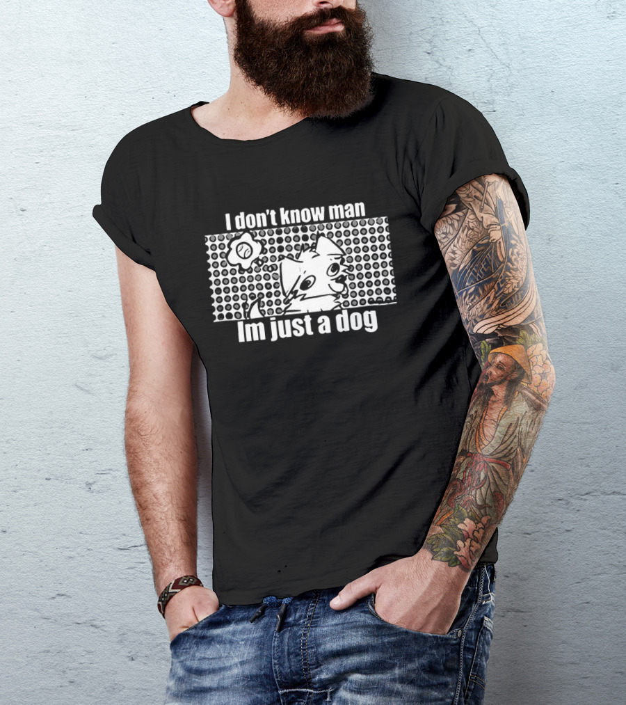 I Don't Know Man I'm Just A Dog Polka Dot Cartoon Face Flower T-Shirt
