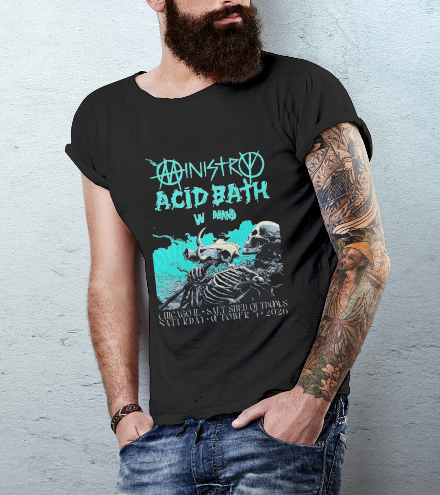 Ministry X Acid Bath Windhand Chicago IL Salt Shed Outdoors October 3 2026 Skeletons And Sea Monster T-Shirt