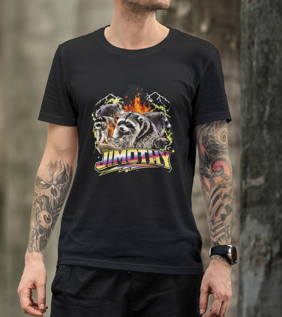Jimothy Raccoon Fire Lightning Bootleg T-Shirt