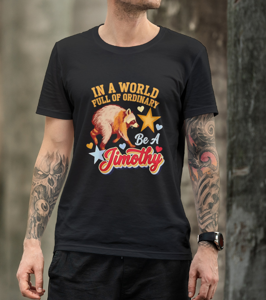 In A World Full Of Ordinary Be A Jimothy Raccoon Stars Hearts T-Shirt