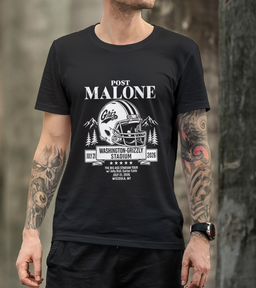 Post Malone Washington Grizzly Stadium Tour 2026 Montana Grizzlies Missoula July 2 T-Shirt