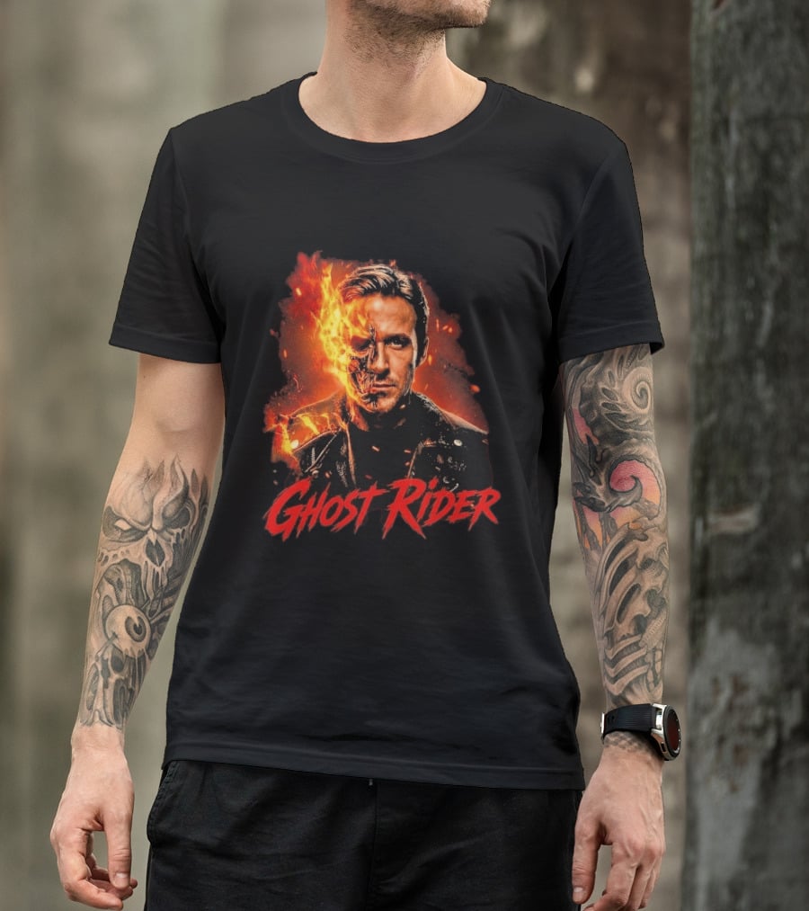 Ryan Gosling Ghost Rider Fiery Half Face Marvel T-Shirt