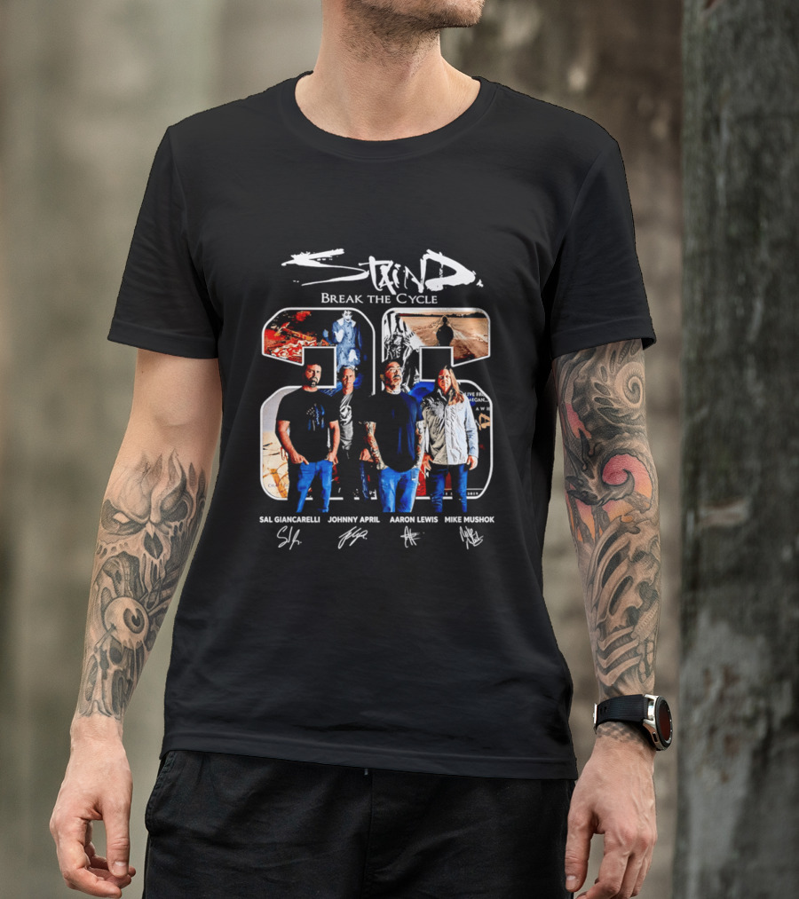 Staind Break The Cycle 25 Sal Giancarelli Johnny April Aaron Lewis Mike Mushok T-Shirt
