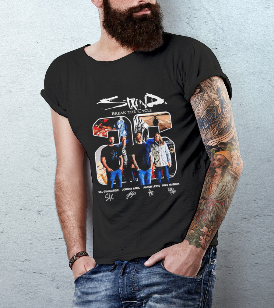 Staind Break The Cycle 25 Sal Giancarelli Johnny April Aaron Lewis Mike Mushok T-Shirt