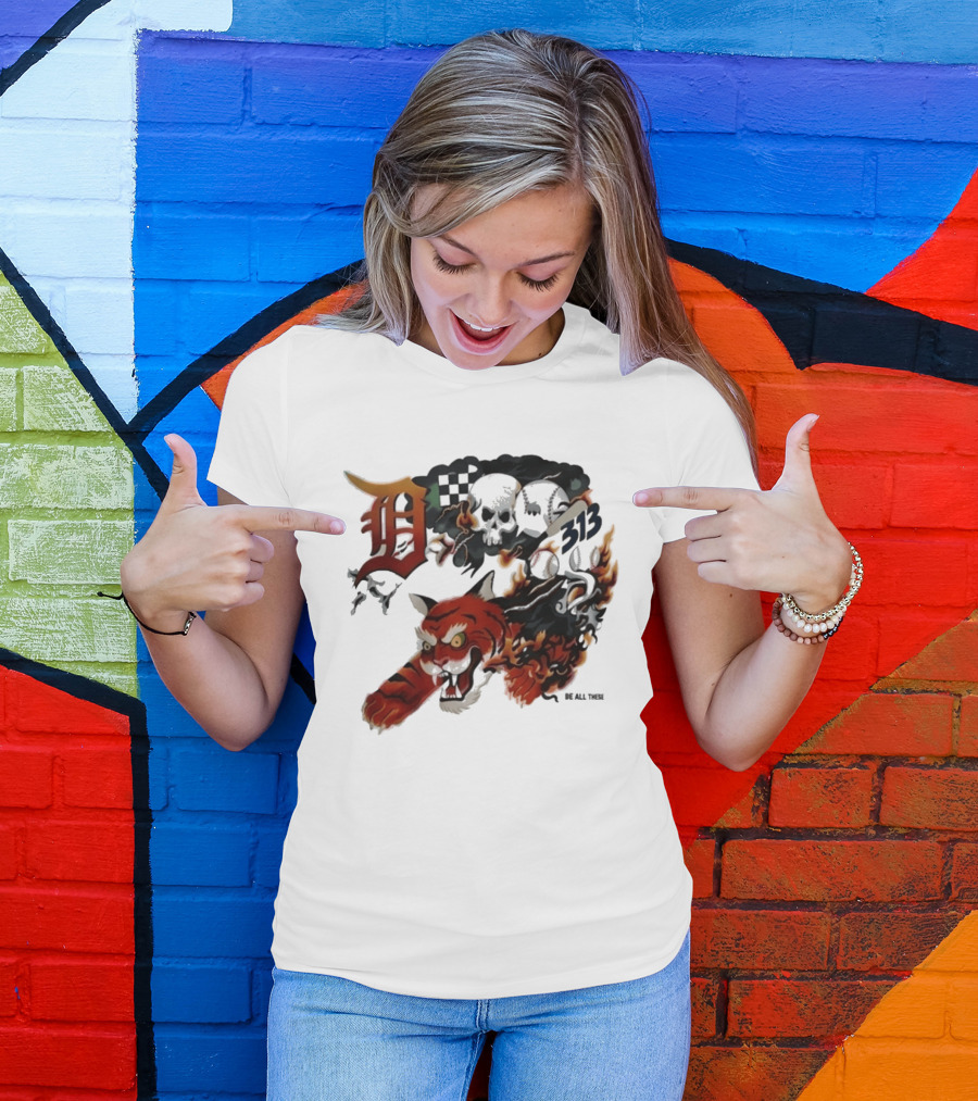 Detroit Tigers Boys & Girls Clubs Of Greater Detroit 313 Skulls Tiger Flame 2026 T-Shirt