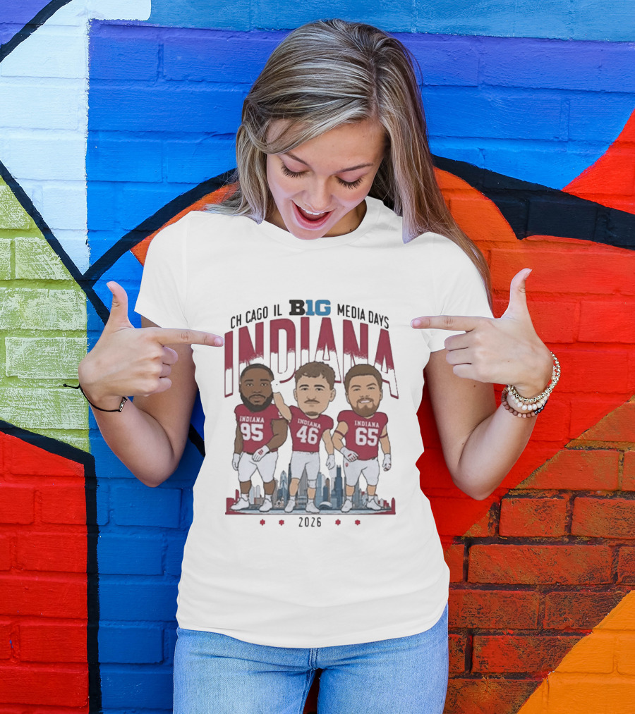 Indiana Hoosiers Big Ten Media Days 2026 Chicago Player Caricature T-Shirt