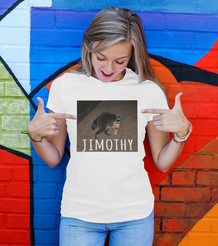 Jimothy Raccoon Carrying Iced Coffee Meme Animal Lover T-Shirt