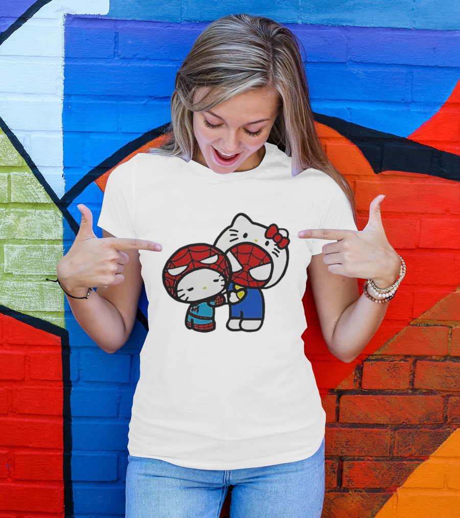 Kitty Hug Spider Man Mask Cute T-Shirt