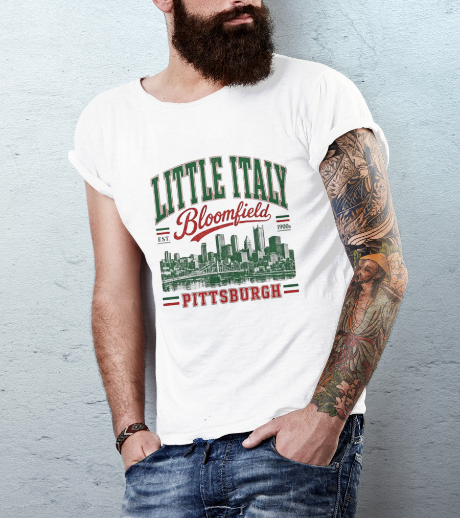 Little Italy Bloomfield Pittsburgh Est. 1900s Skyline Heritage T-Shirt