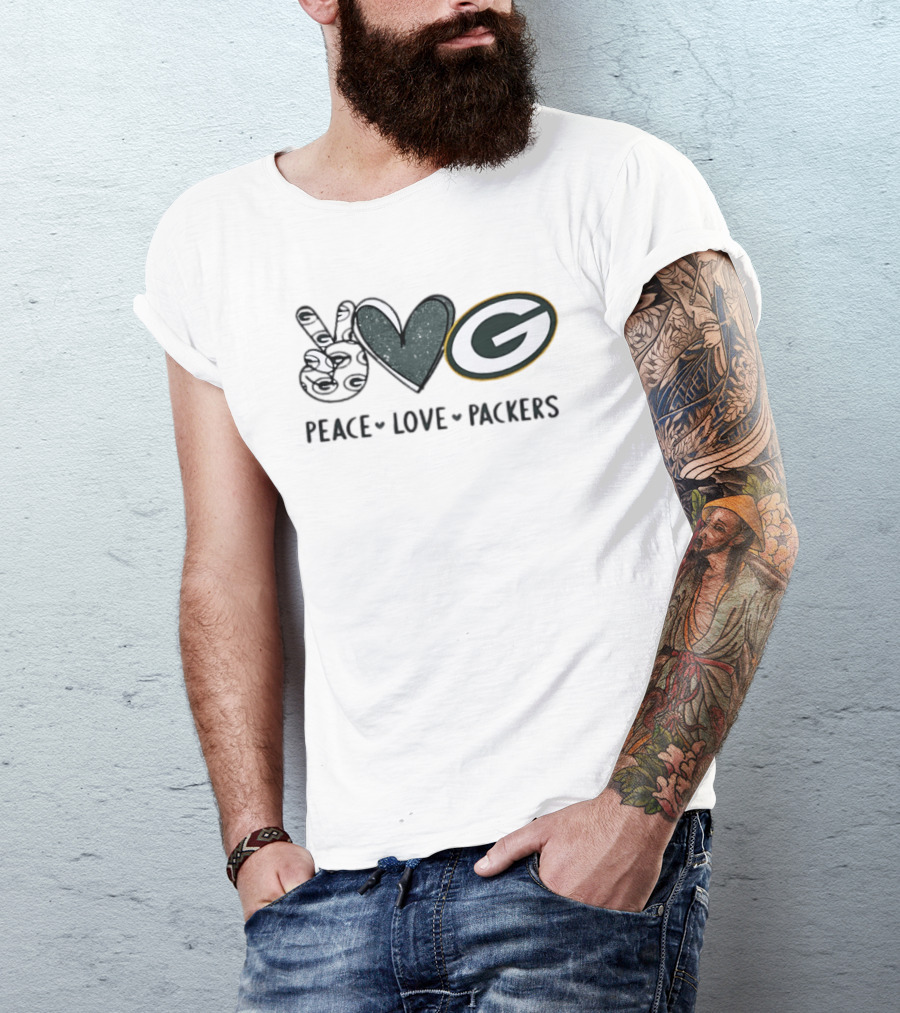 Peace Love Green Bay Packers Football Team NFL Fan Merchandise T-Shirt