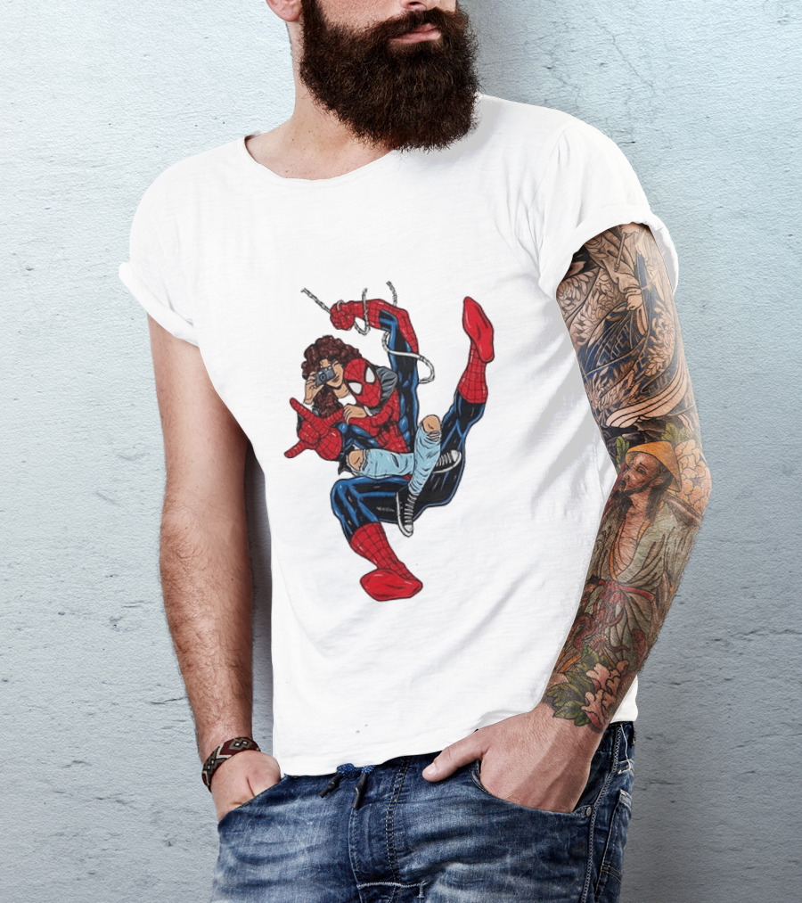 Spider Man The Heart Behind The Hero Photography Pose T-Shirt