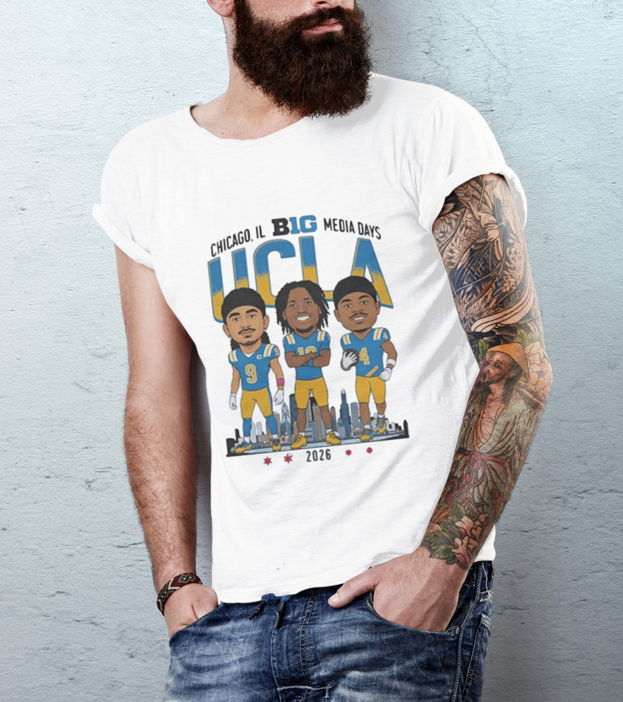 Chicago IL Big Media Days UCLA Bruins Football 2026 Player Caricature T-Shirt