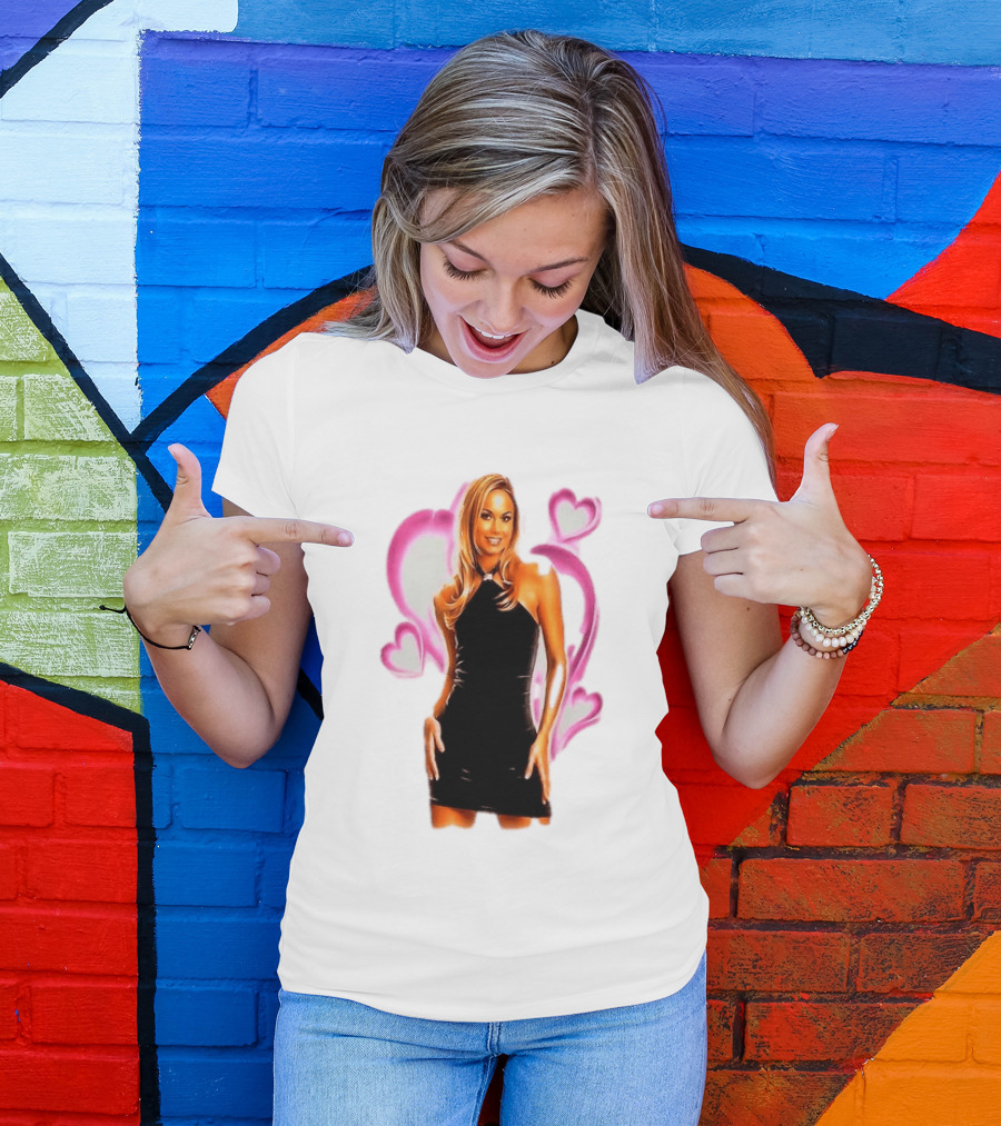 WWE Stacy Keibler Pink Hearts Glamorous Pose T-Shirt