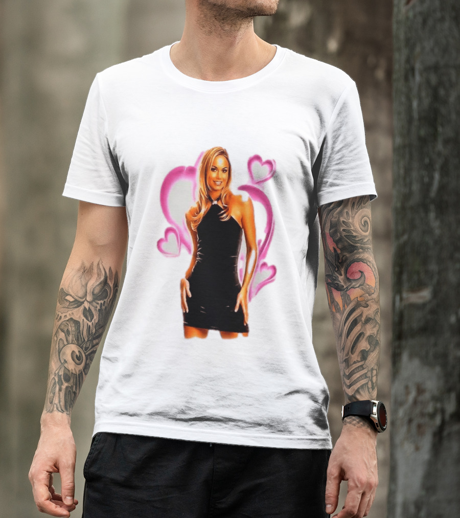 WWE Stacy Keibler Pink Hearts Glamorous Pose T-Shirt