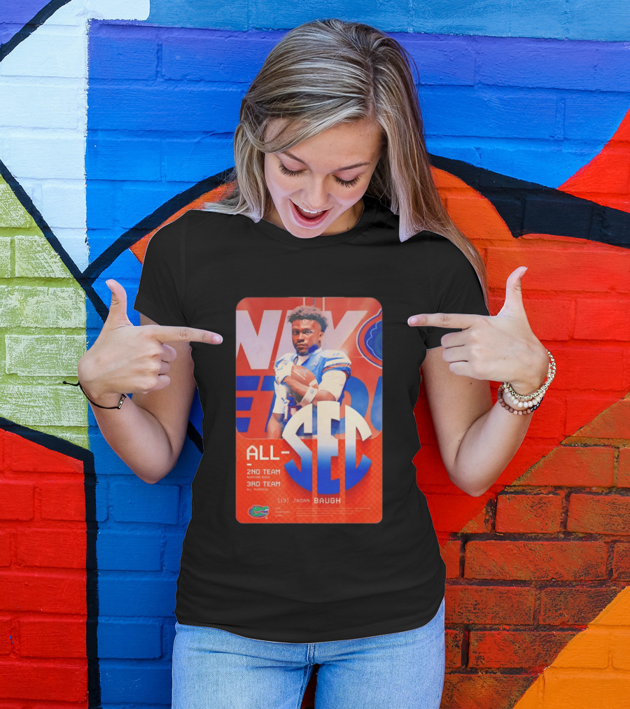 Jadan Baugh No 13 All SEC 2nd Team Running Back Florida Gators 3rd Team All Purpose T-Shirt
